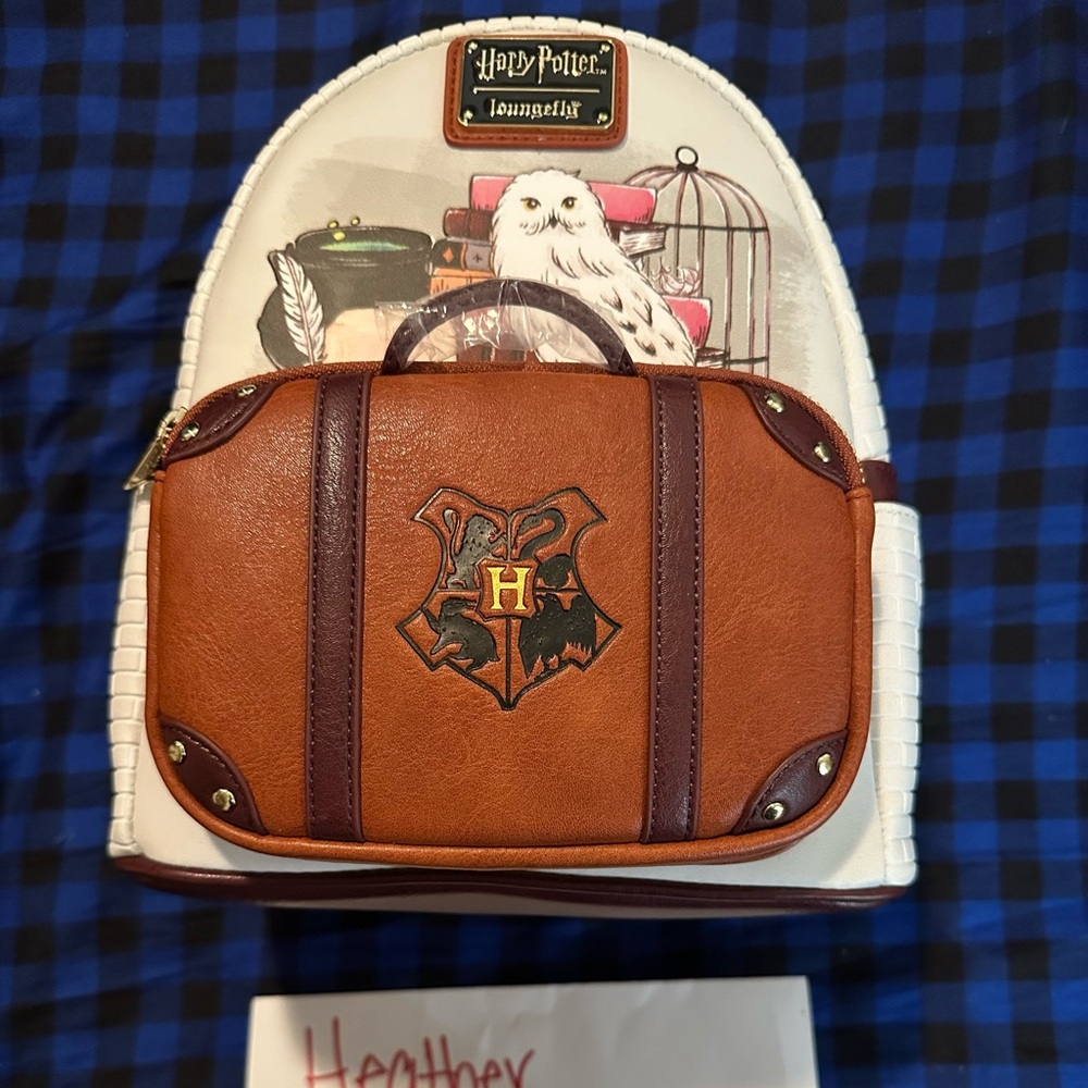 Loungefly White and Brown Harry Potter Backpack